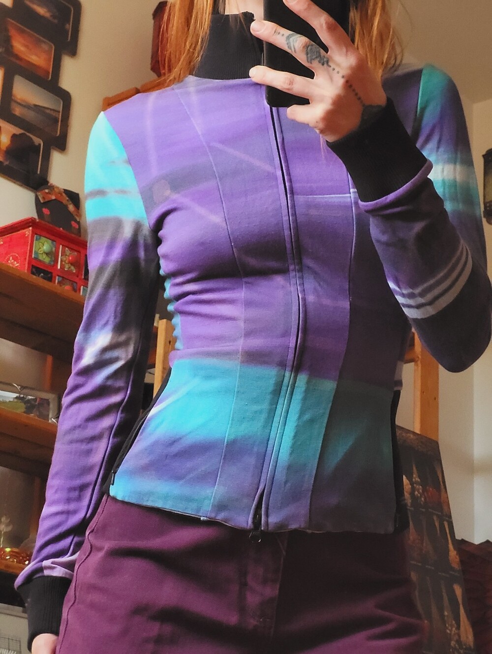 Adidas Y-3 Yohji Yamamoto Women Turtleneck Stretch Sweatshirt Purple Zip-up - M - Picture 9 of 10
